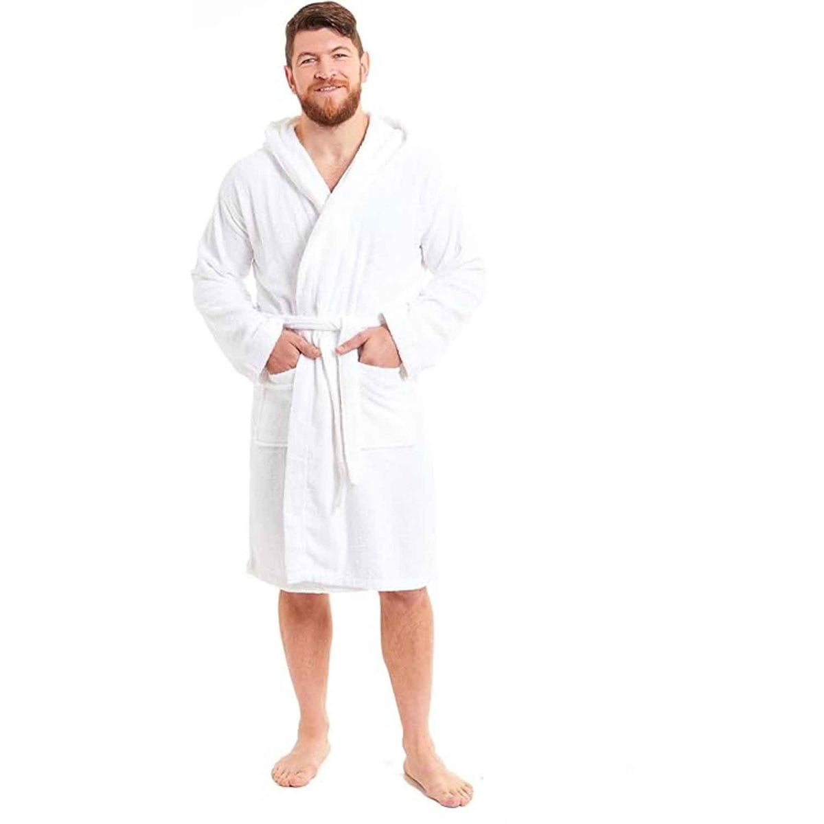 Toro Rocco Men's Bamboo Hooded Bath Robe Towelling Gown Quick Dry Ultra Absorbent Cotton Cosy Super Soft Robe