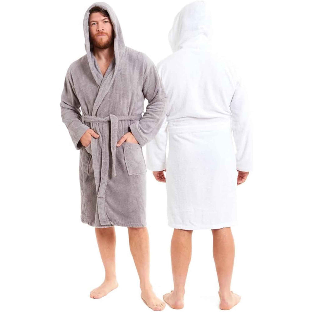 Toro Rocco Men's Bamboo Hooded Bath Robe Towelling Gown Quick Dry Ultra Absorbent Cotton Cosy Super Soft Robe