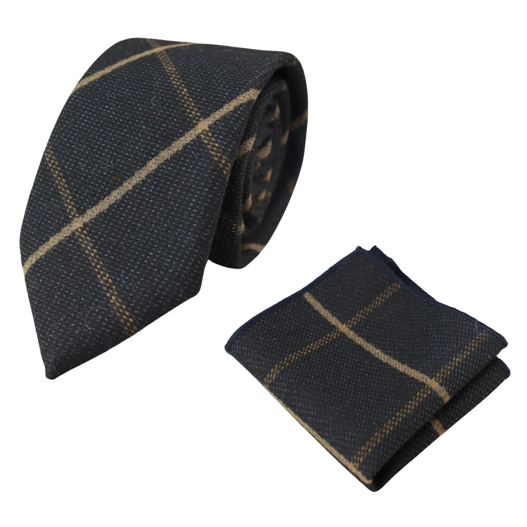 Men's Tweed Herringbone Tie & Pocket Square Set