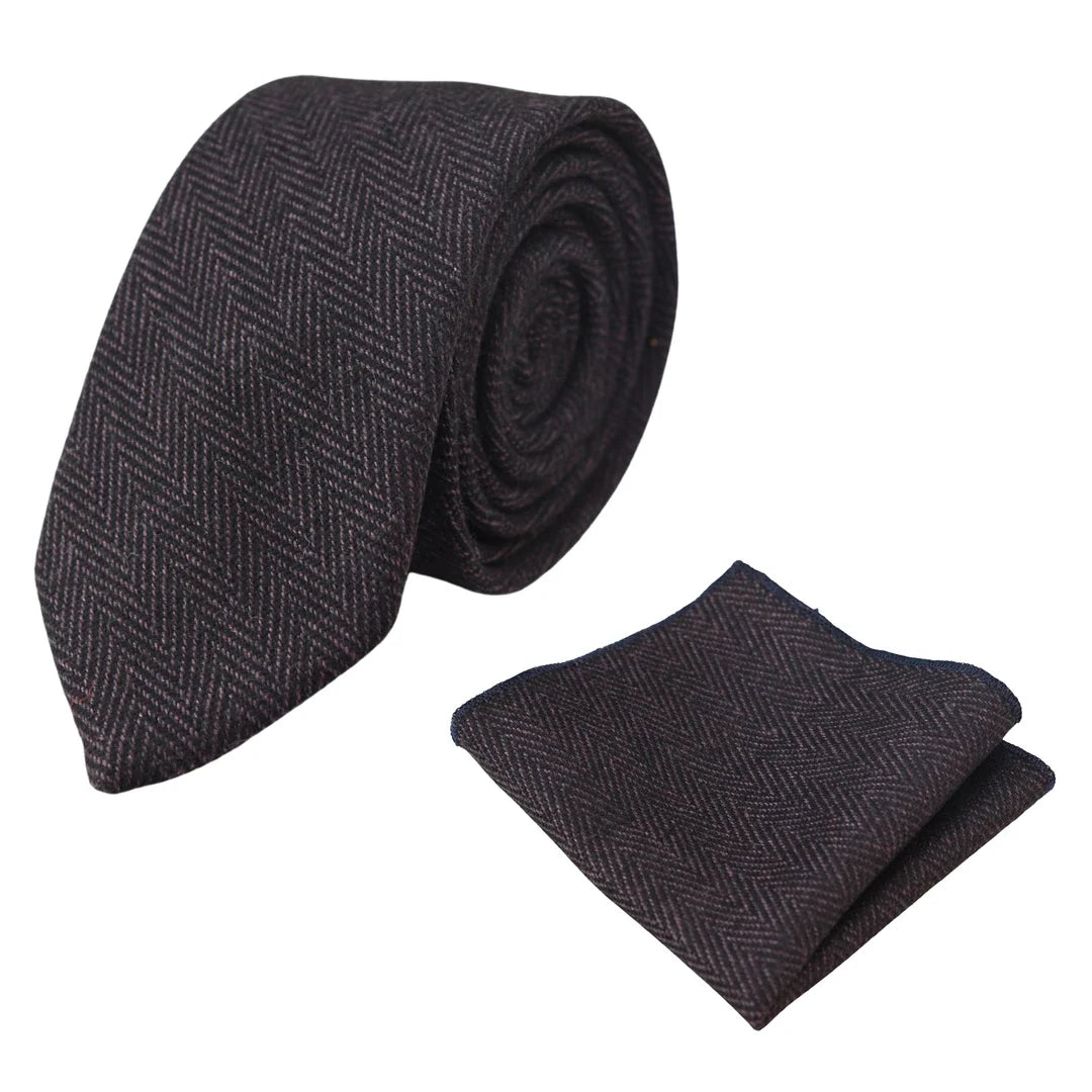 Men's Tweed Herringbone Tie & Pocket Square Set