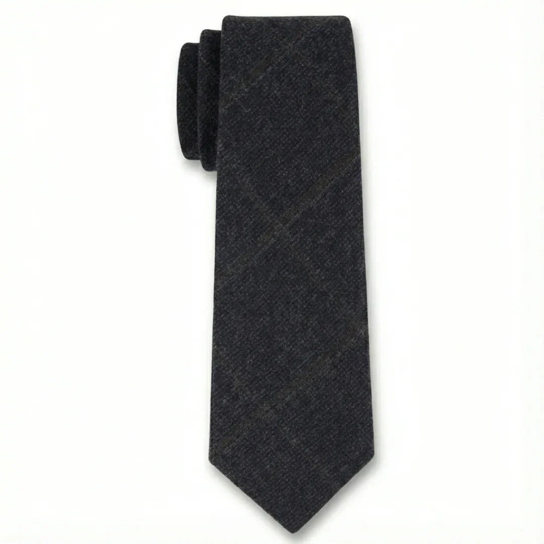 Men's Wool Blend Herringbone Plaid Tweed Tie