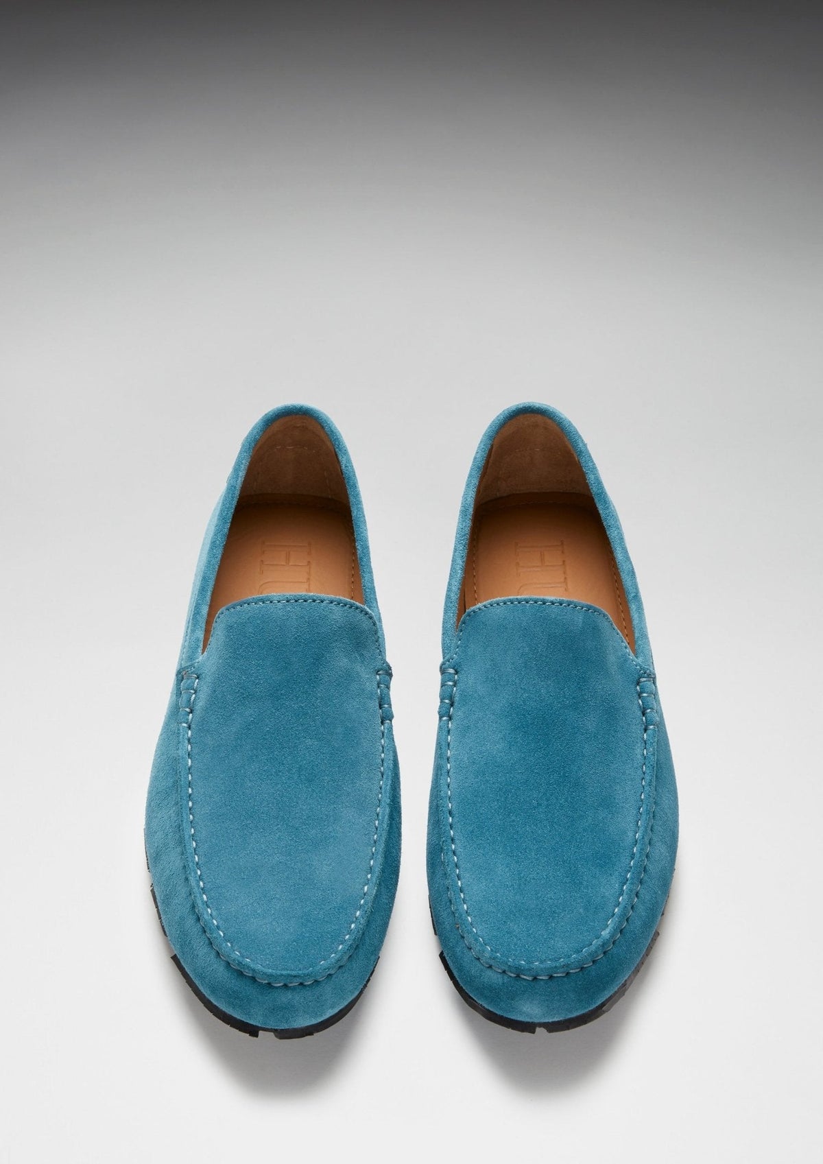 Tyre Sole Driving Loafers, petrol blue suede