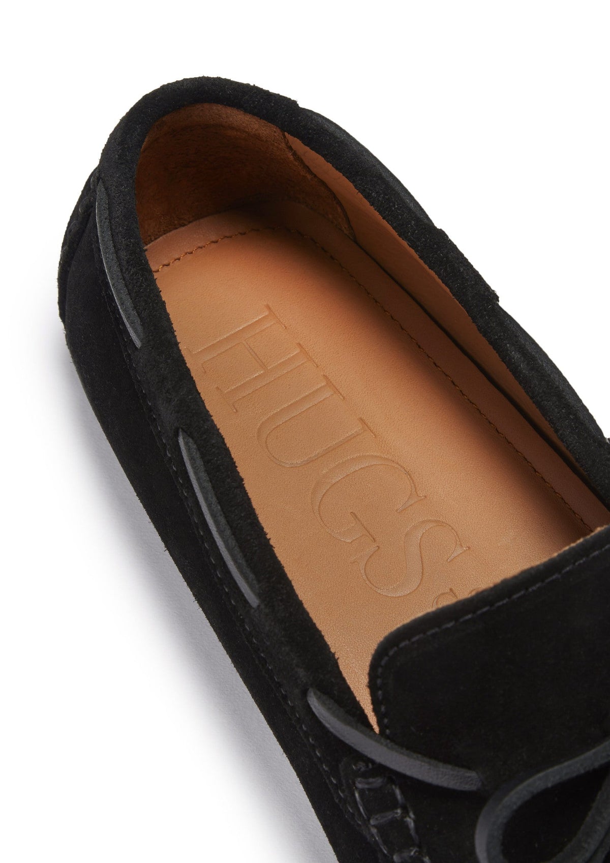 Laced Driving Loafers, black suede