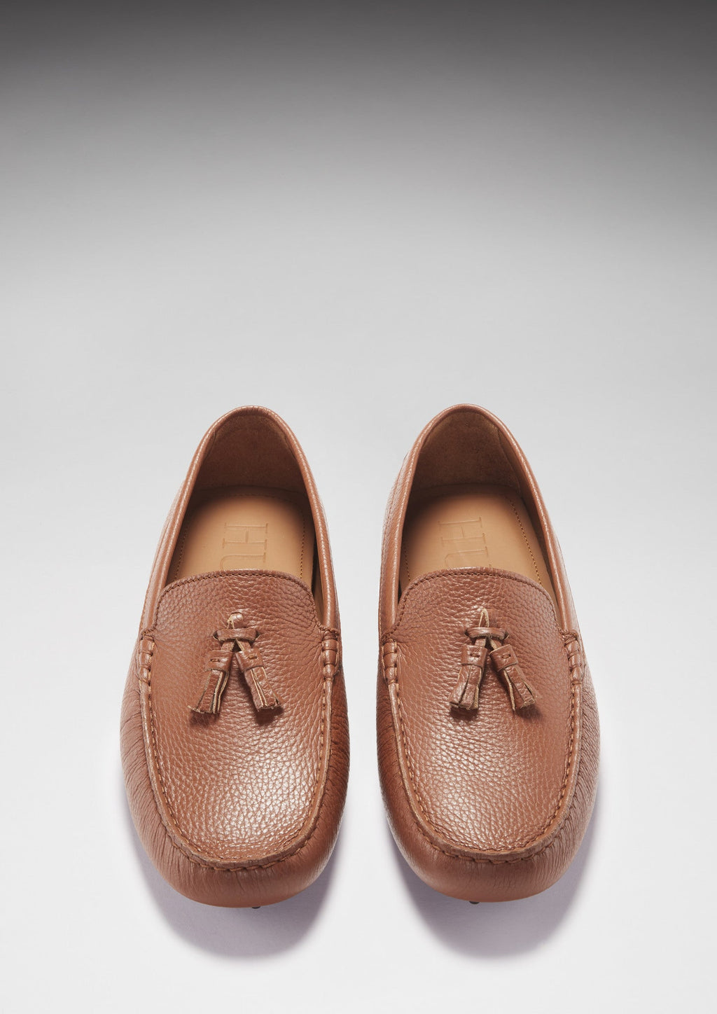 Tasselled Driving Loafers, tan grain leather