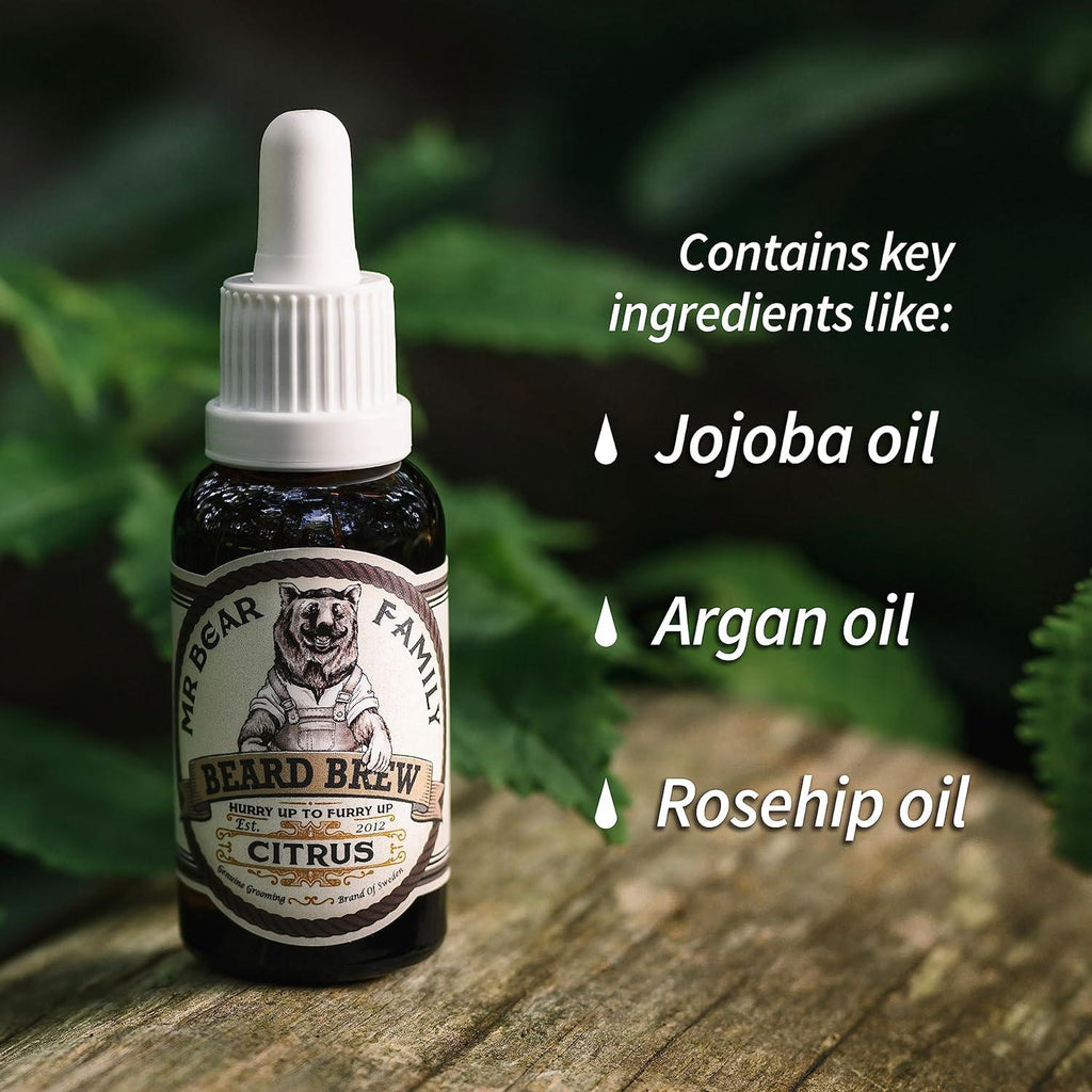 Beard Oil for Men Natural Jojoba Argan Moisturiser Softener 60ml Citrus