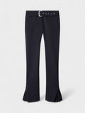 Stretch Wool Belt Slim Pants Dark Blue
