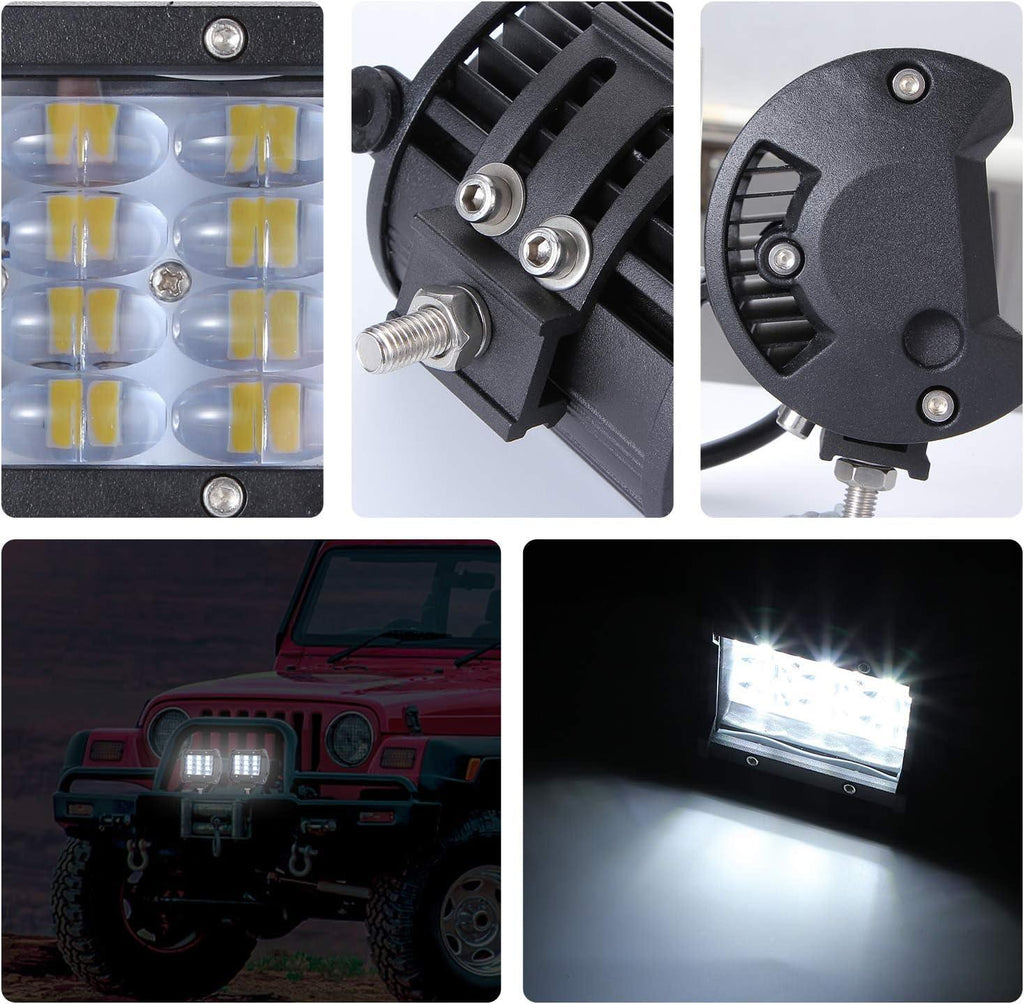 LED Work Light Pods 4 Inch Pair 72W Spot Off Road Fog Lights 12V 24V YUGUANG