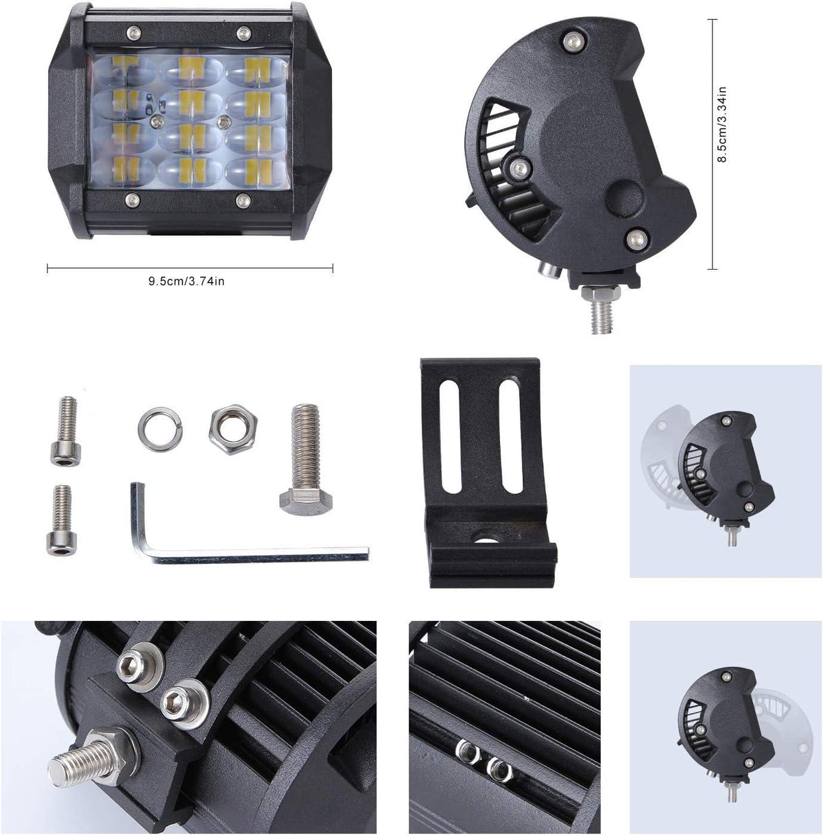 LED Work Light Pods 4 Inch Pair 72W Spot Off Road Fog Lights 12V 24V YUGUANG