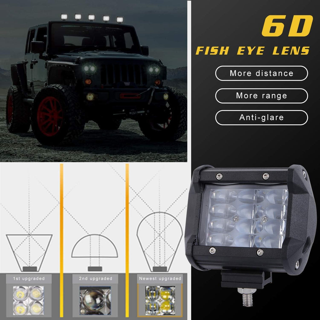 LED Work Light Pods 4 Inch Pair 72W Spot Off Road Fog Lights 12V 24V YUGUANG