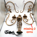Rustic Iron Candle Chandelier 4 Arm LED Ceiling Light Vintage Rust JMWYH