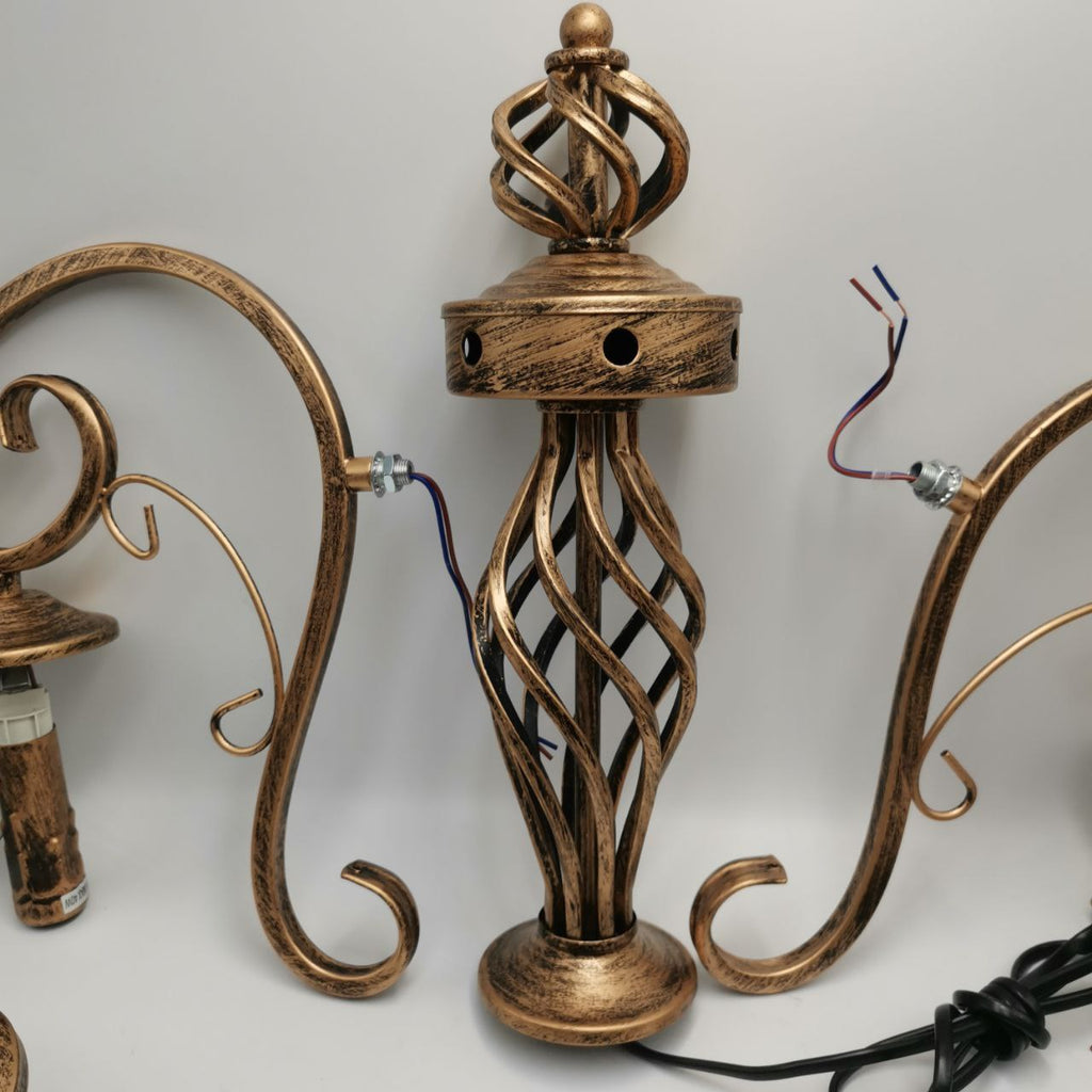 Rustic Iron Candle Chandelier 4 Arm LED Ceiling Light Vintage Rust JMWYH