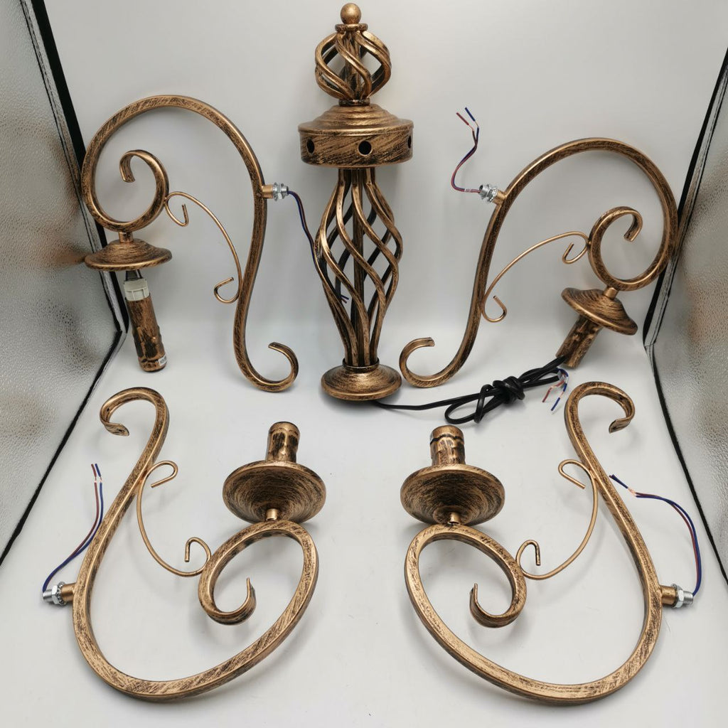 Rustic Iron Candle Chandelier 4 Arm LED Ceiling Light Vintage Rust JMWYH