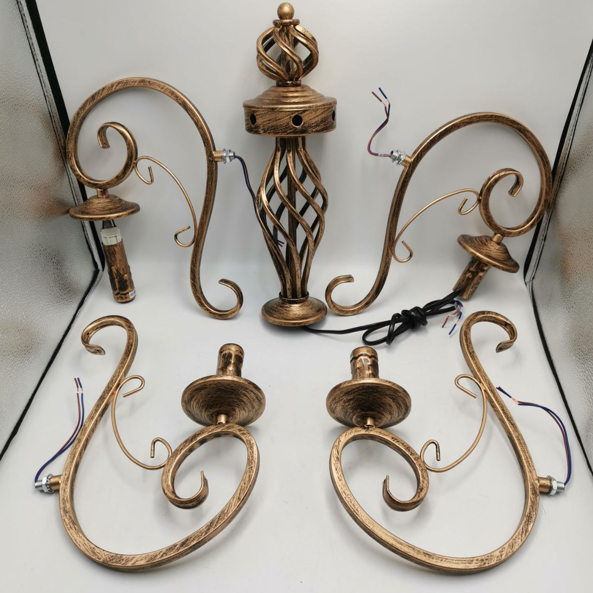 Rustic Iron Candle Chandelier 4 Arm LED Ceiling Light Vintage Rust JMWYH