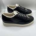Emporio Armani Womens Black Leather Trainers Faux Fur UK 5 EU 38 Sneakers
