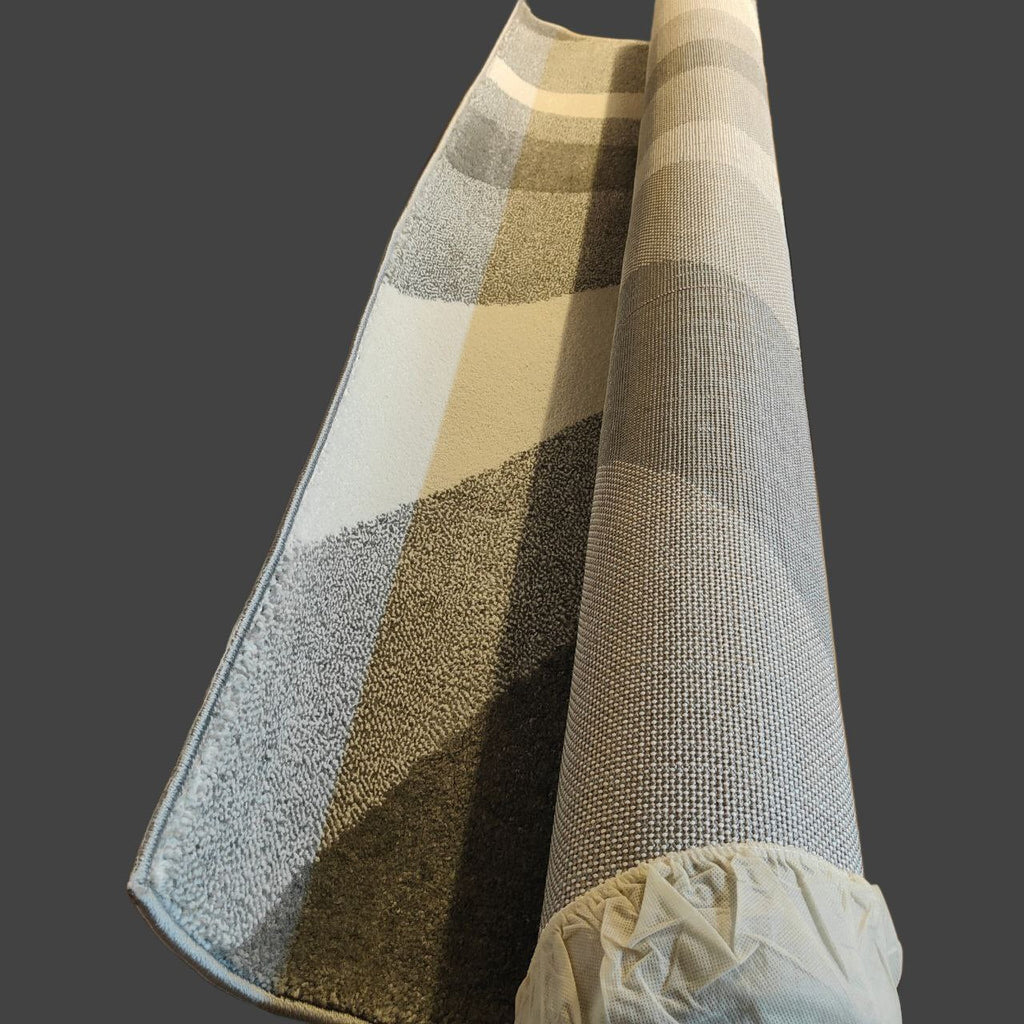 Area Rug 160x230cm Large Swirl Pattern Short Pile Living Room Rug Natural