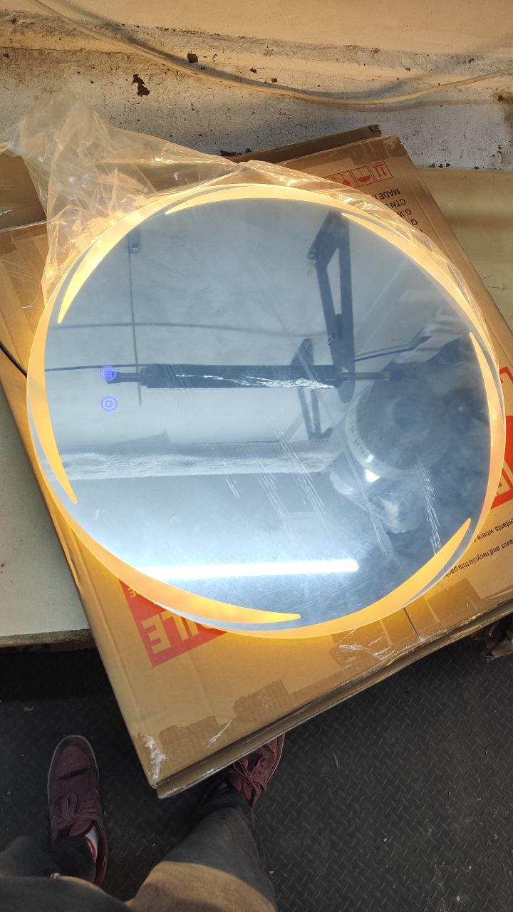 LED Bathroom Mirror Round 60cm Demister Touch Sensor Wall Mounted UK Plug