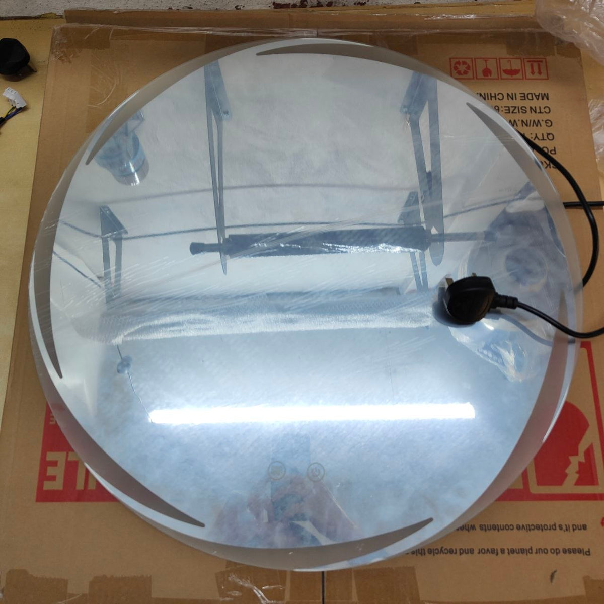 LED Bathroom Mirror Round 60cm Demister Touch Sensor Wall Mounted UK Plug