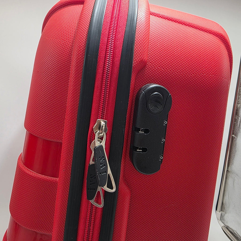 Hard Shell Suitcase 58cm Red 45L 4 Spinner Wheels Combination Lock Luggage ivs