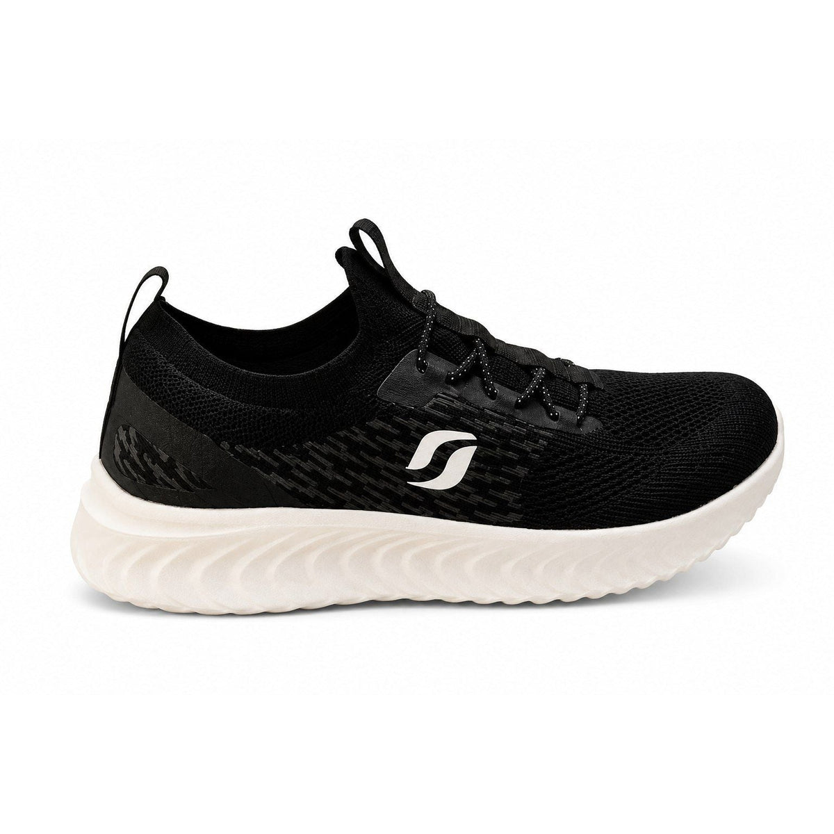 Womens Memory Foam Trainers Black White Walking Gym Sneakers UK 5 UK 8
