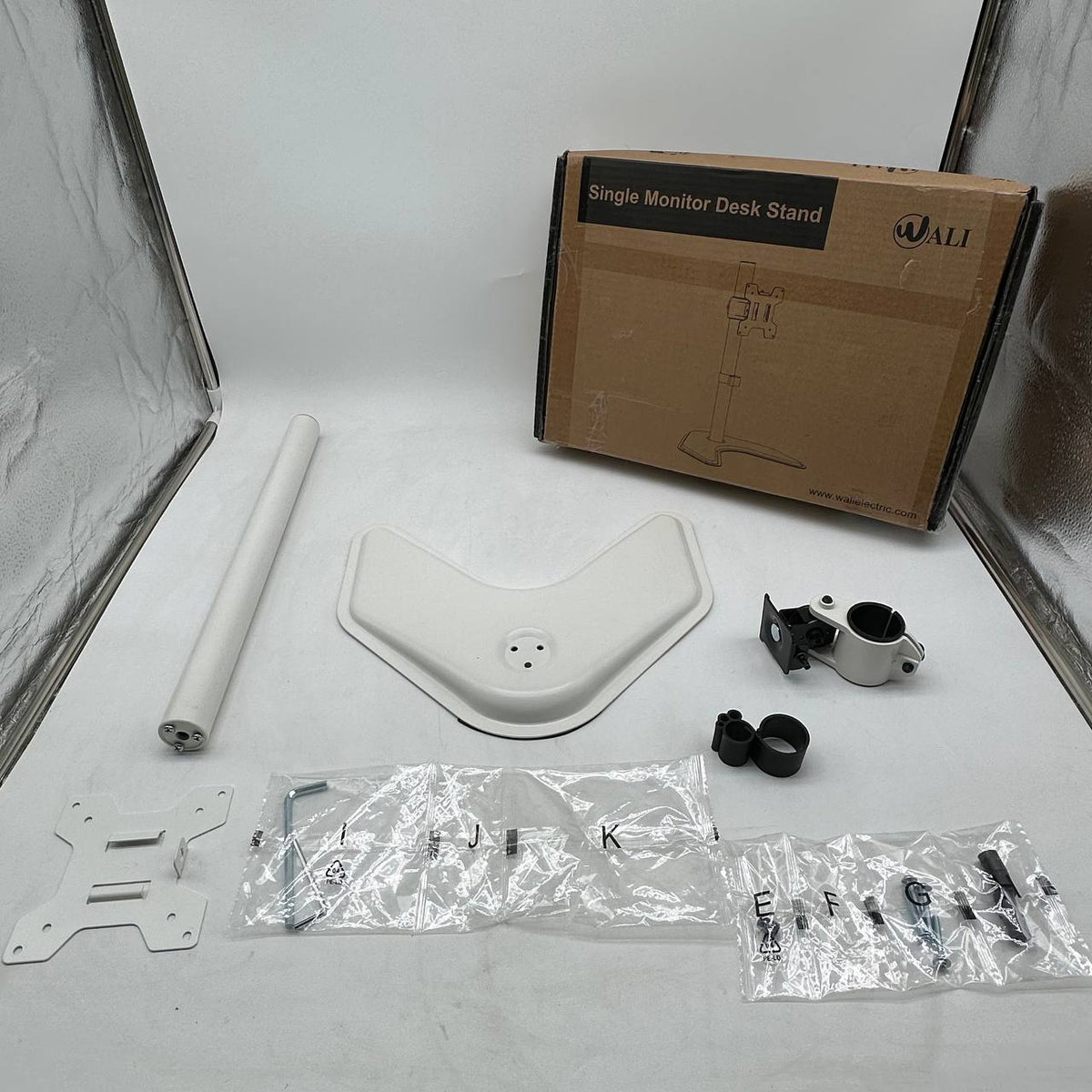 Single Monitor Stand 32 Inch Free Standing Adjustable VESA White WALI