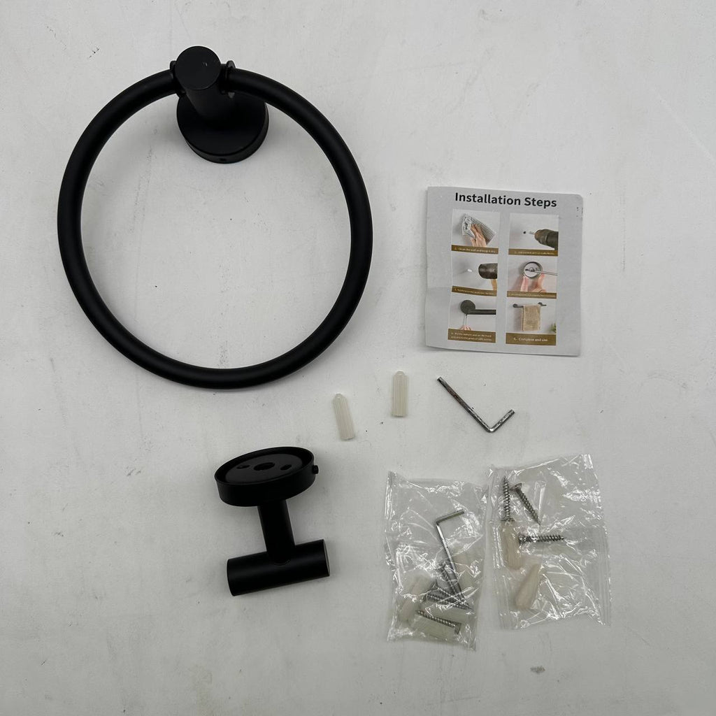 Bathroom Accessory Set Towel Ring Coat Hook 2 Piece Wall Mounted Modern Fittings