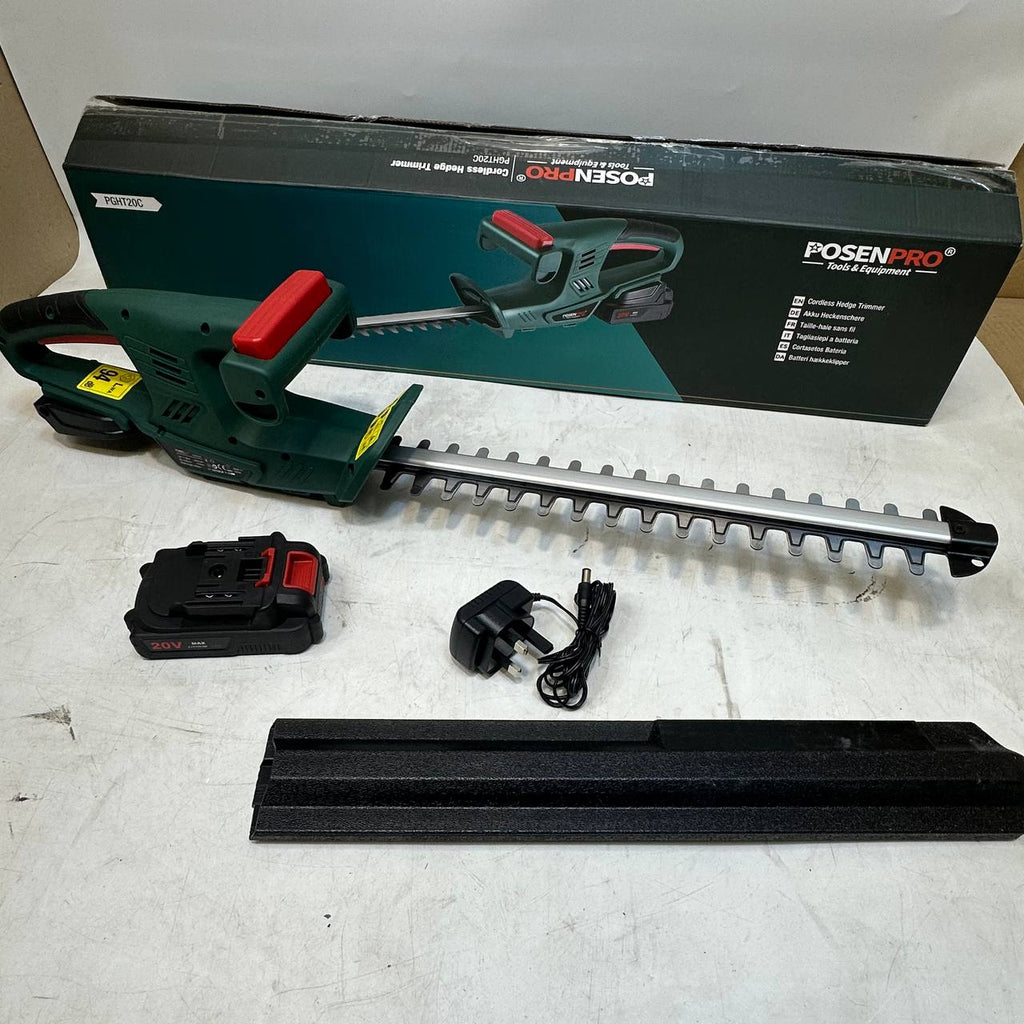Cordless Hedge Trimmer 20V 450mm Dual Blade 14mm 2.0Ah Battery POSENPRO Cutter