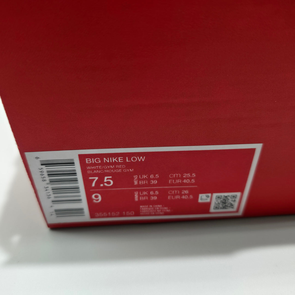 Nike Big Low Men’s Trainers White Gym Red 355152-150