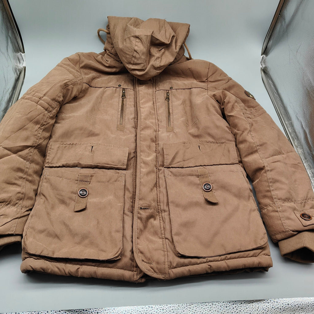 Men's Winter Parka Jacket Military Style Fleece Lined Hooded Coat Size M