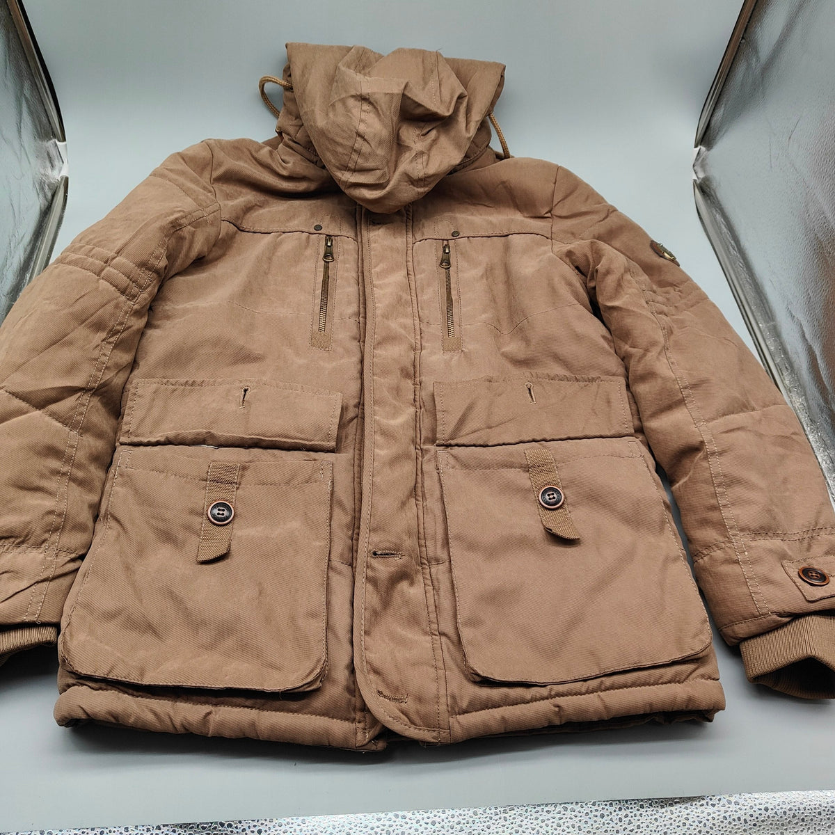 Men's Winter Parka Jacket Military Style Fleece Lined Hooded Coat Size M