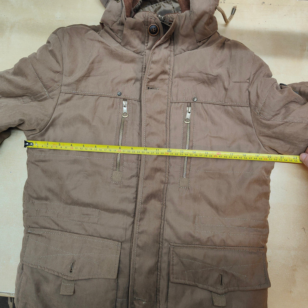 Men's Winter Parka Jacket Military Style Fleece Lined Hooded Coat Size M