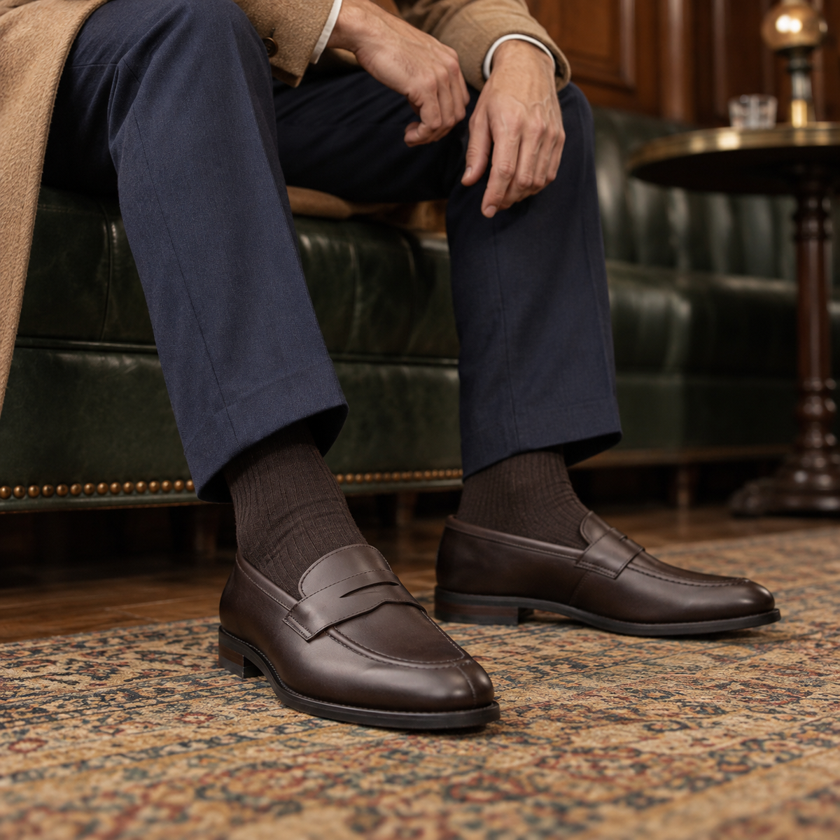 VENTOR Men's Leather Penny Loafers