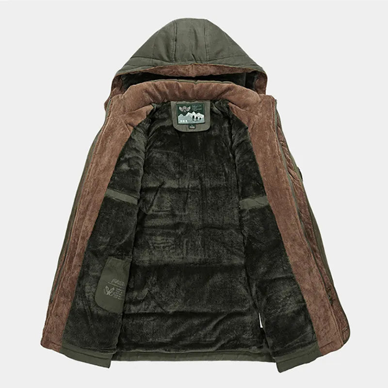 Men's Winter Parka Jacket Military Style Fleece Lined Hooded Coat Size M