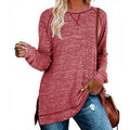 Women's Long Sleeve Top Crew Neck Sports Casual Blouse with Cross Detail