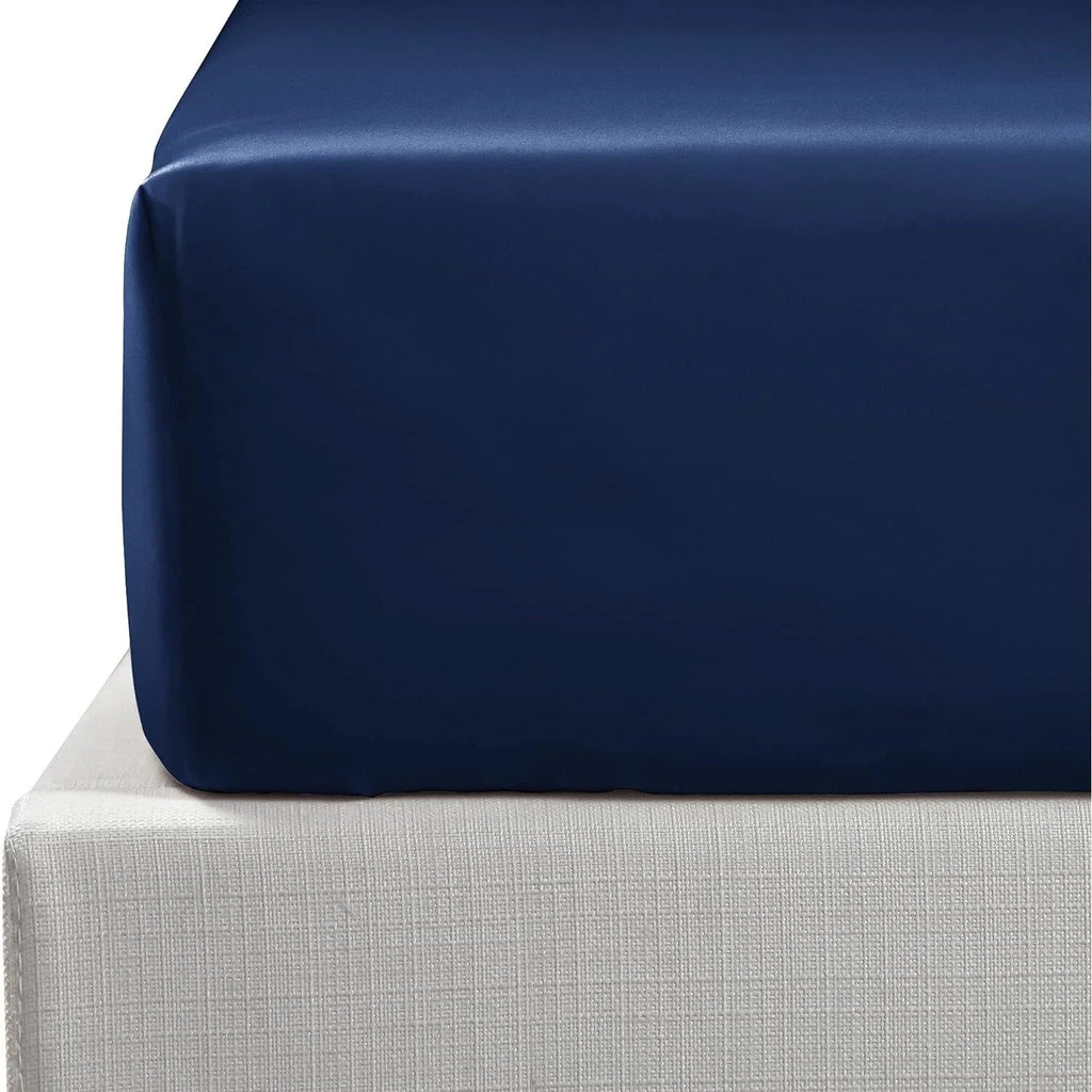 Single Fitted Sheet Egyptian Cotton 90x190+30cm 100% Breathable Navy NTBA