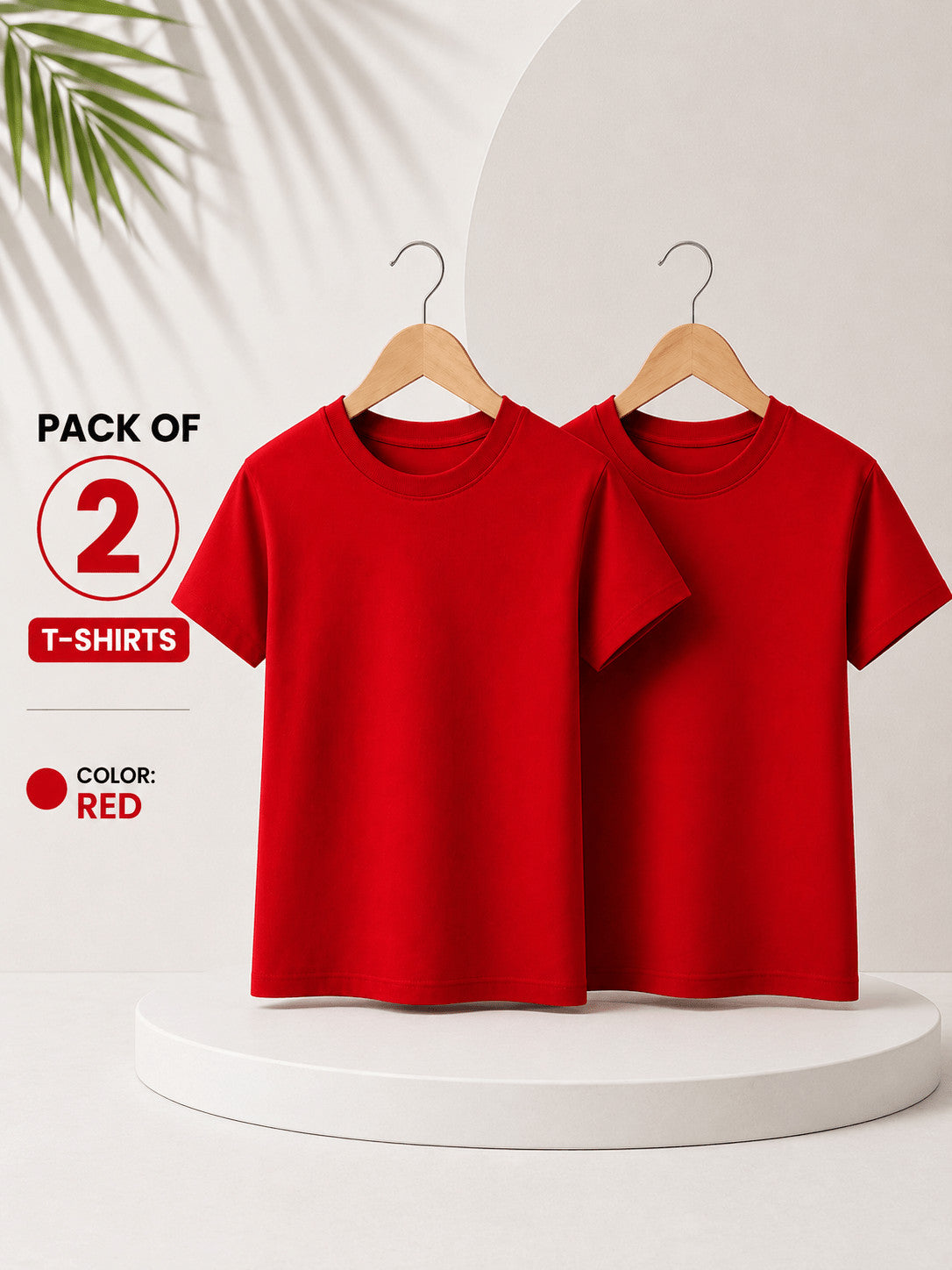 Pack of 2 Kids Cotton Crew Neck T-Shirts, Short Sleeve Tops for Boys and Girls
