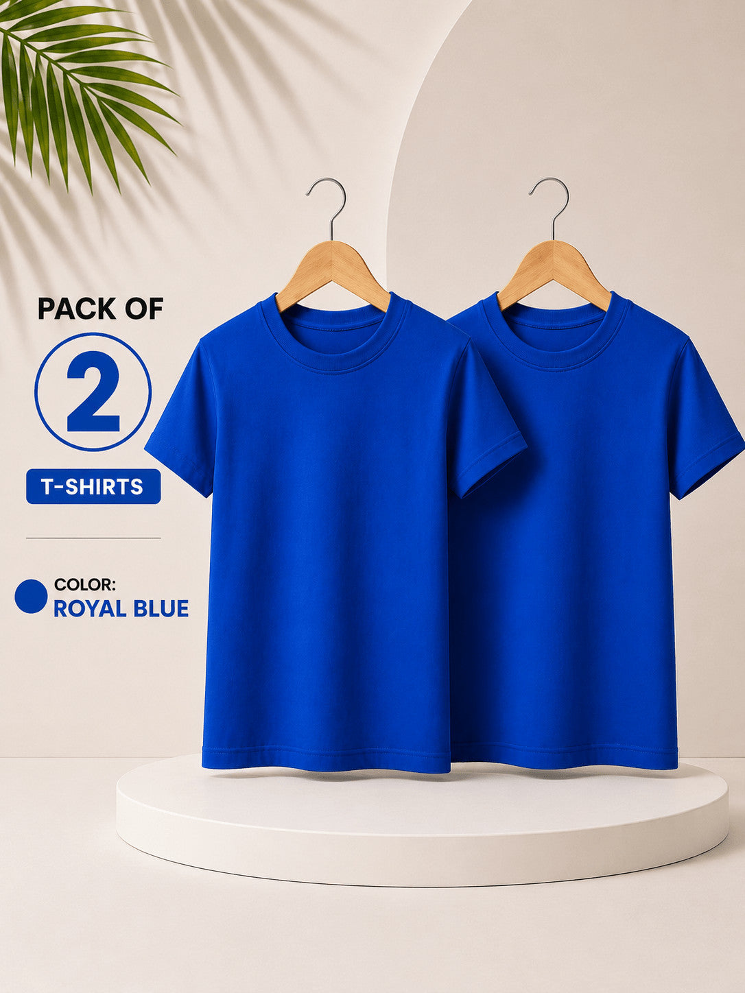 Pack of 2 Kids Cotton Crew Neck T-Shirts, Short Sleeve Tops for Boys and Girls