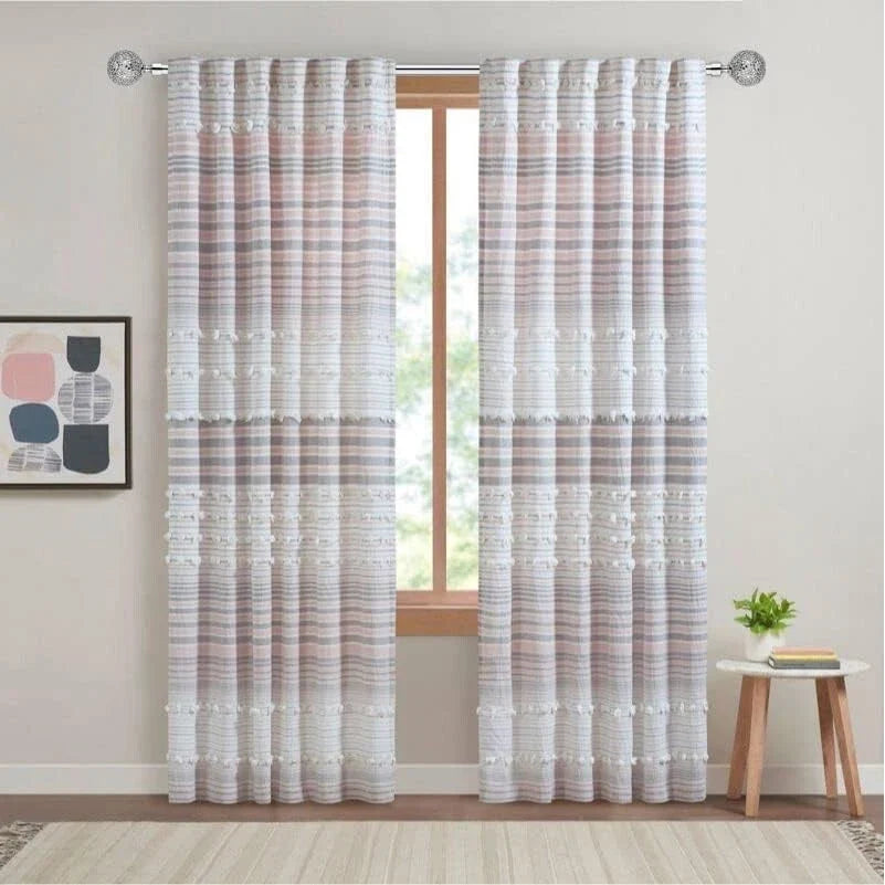 Curtain Pole Extendable 70-210cm Chrome Mosaic Ball Finials Rod Set BOOM JOG