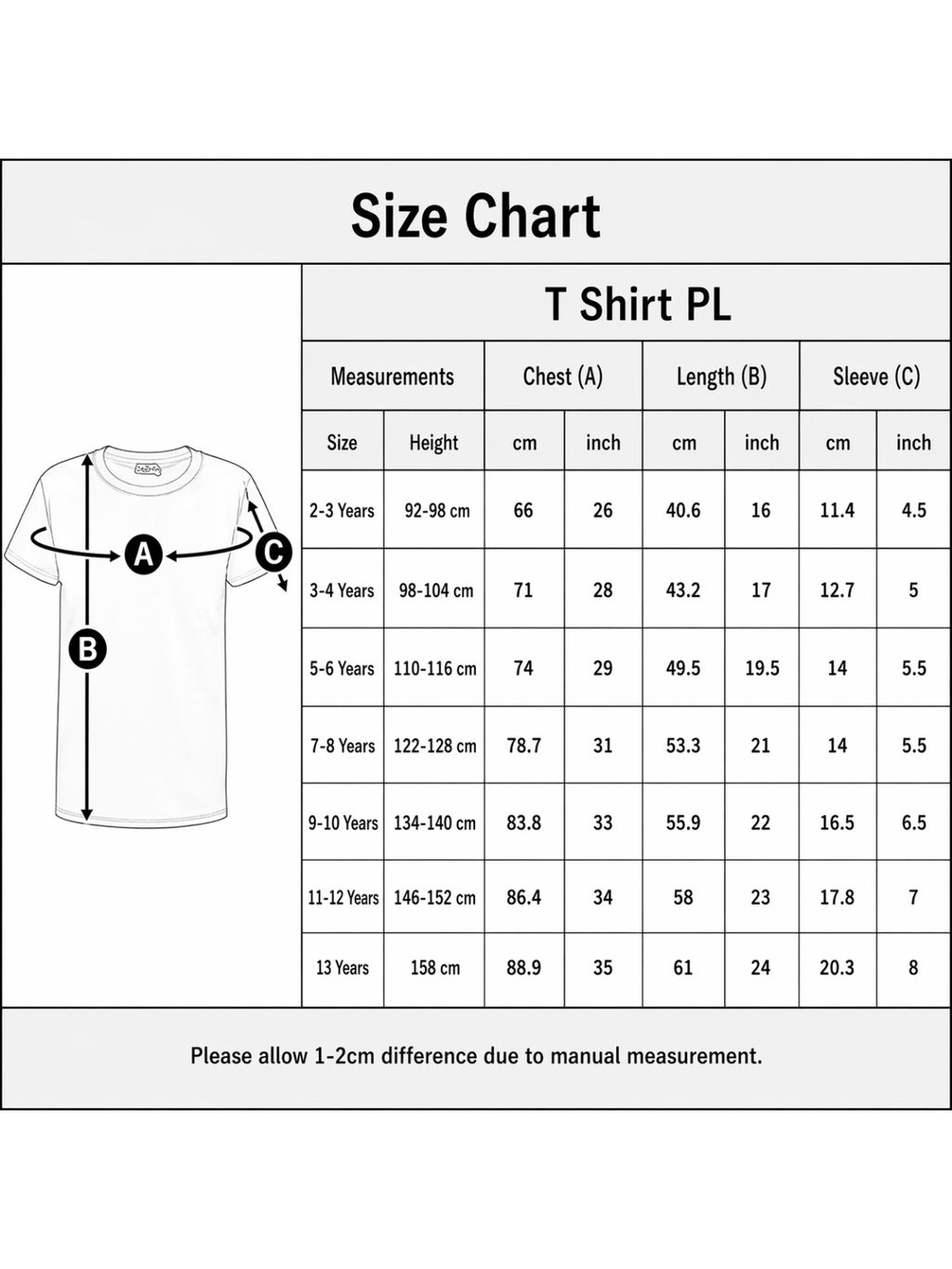 Pack of 2 Kids Cotton Crew Neck T-Shirts, Short Sleeve Tops for Boys and Girls