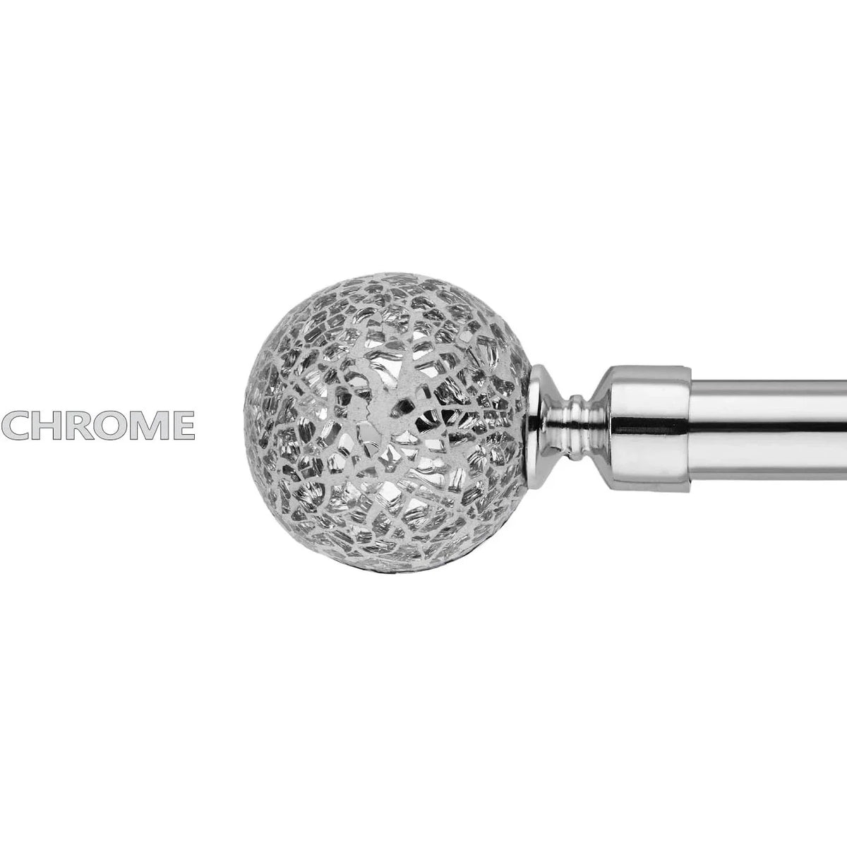 Curtain Pole Extendable 70-210cm Chrome Mosaic Ball Finials Rod Set BOOM JOG