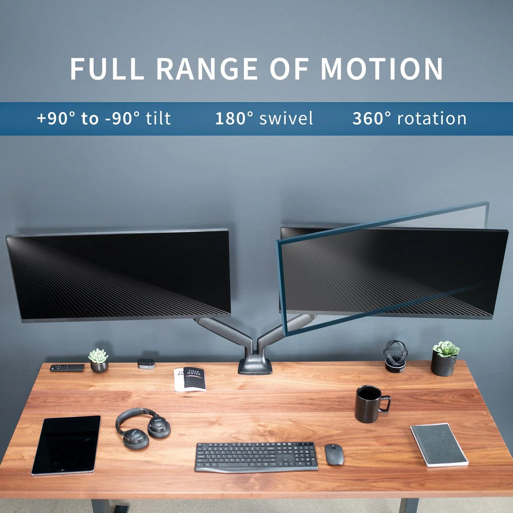 Dual Ultrawide Monitor Desk Mount 40 Inch Pneumatic Spring Arms Heavy Duty VIVO