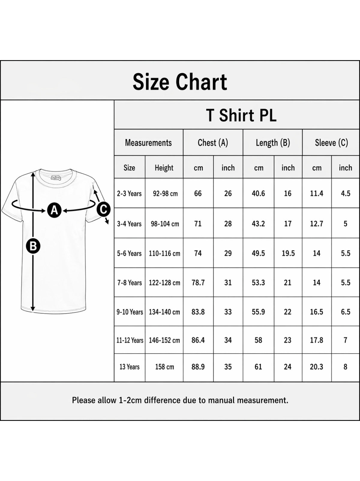 Pack of 2 Kids Cotton Crew Neck T-Shirts, Short Sleeve Tops for Boys and Girls
