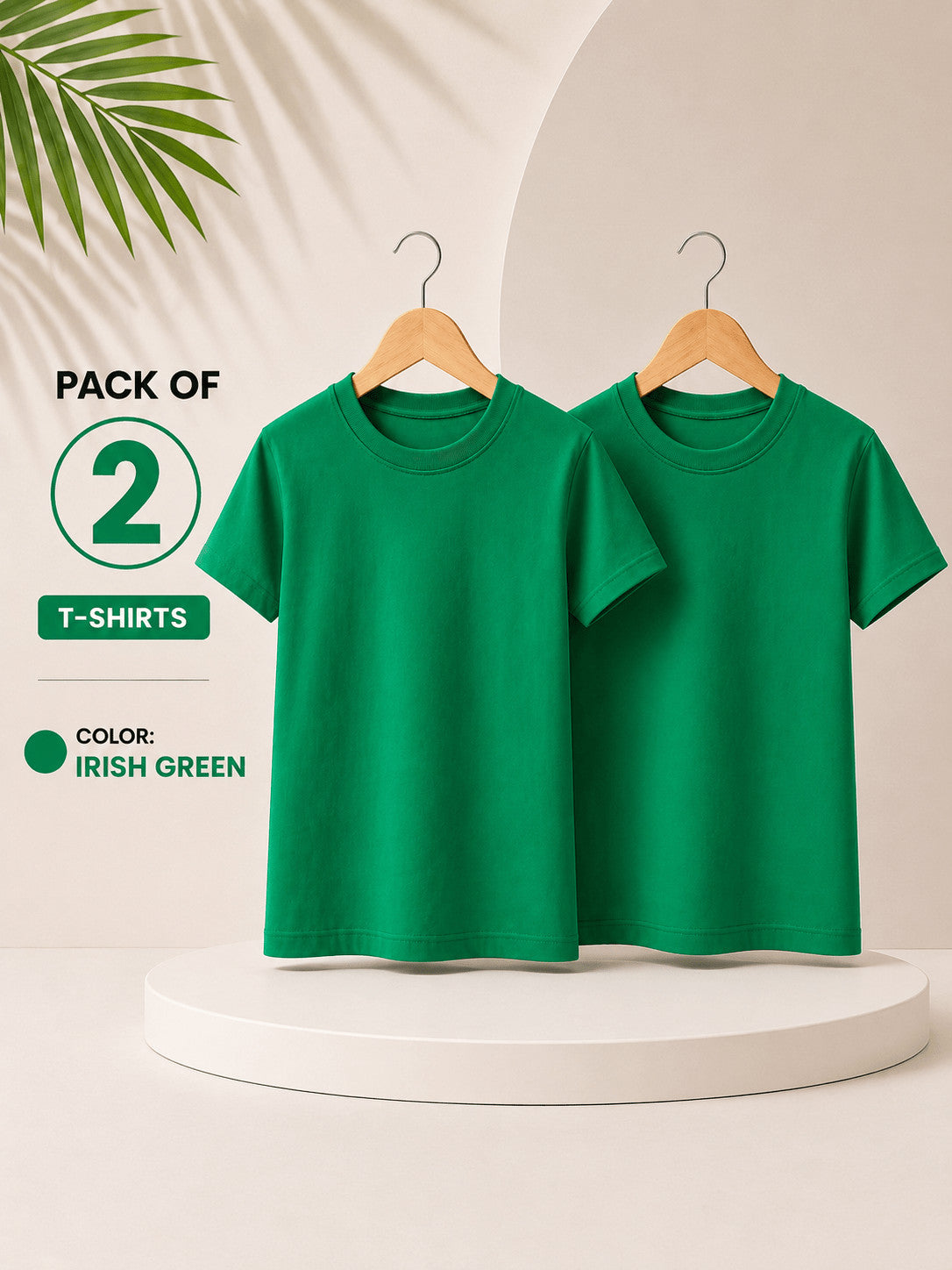 Pack of 2 Kids Cotton Crew Neck T-Shirts, Short Sleeve Tops for Boys and Girls