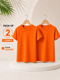 Pack of 2 Kids Cotton Crew Neck T-Shirts, Short Sleeve Tops for Boys and Girls
