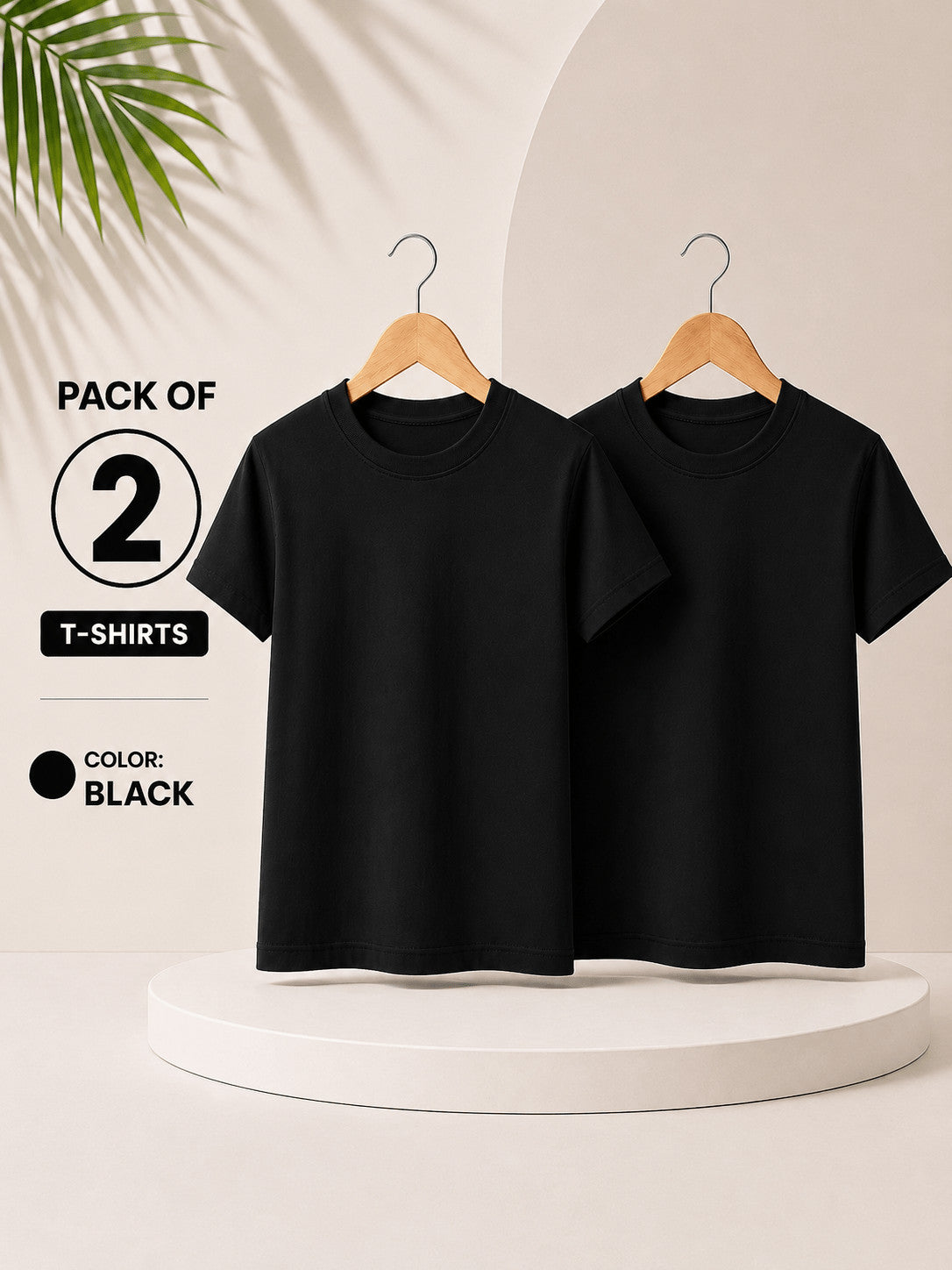 Pack of 2 Kids Cotton Crew Neck T-Shirts, Short Sleeve Tops for Boys and Girls