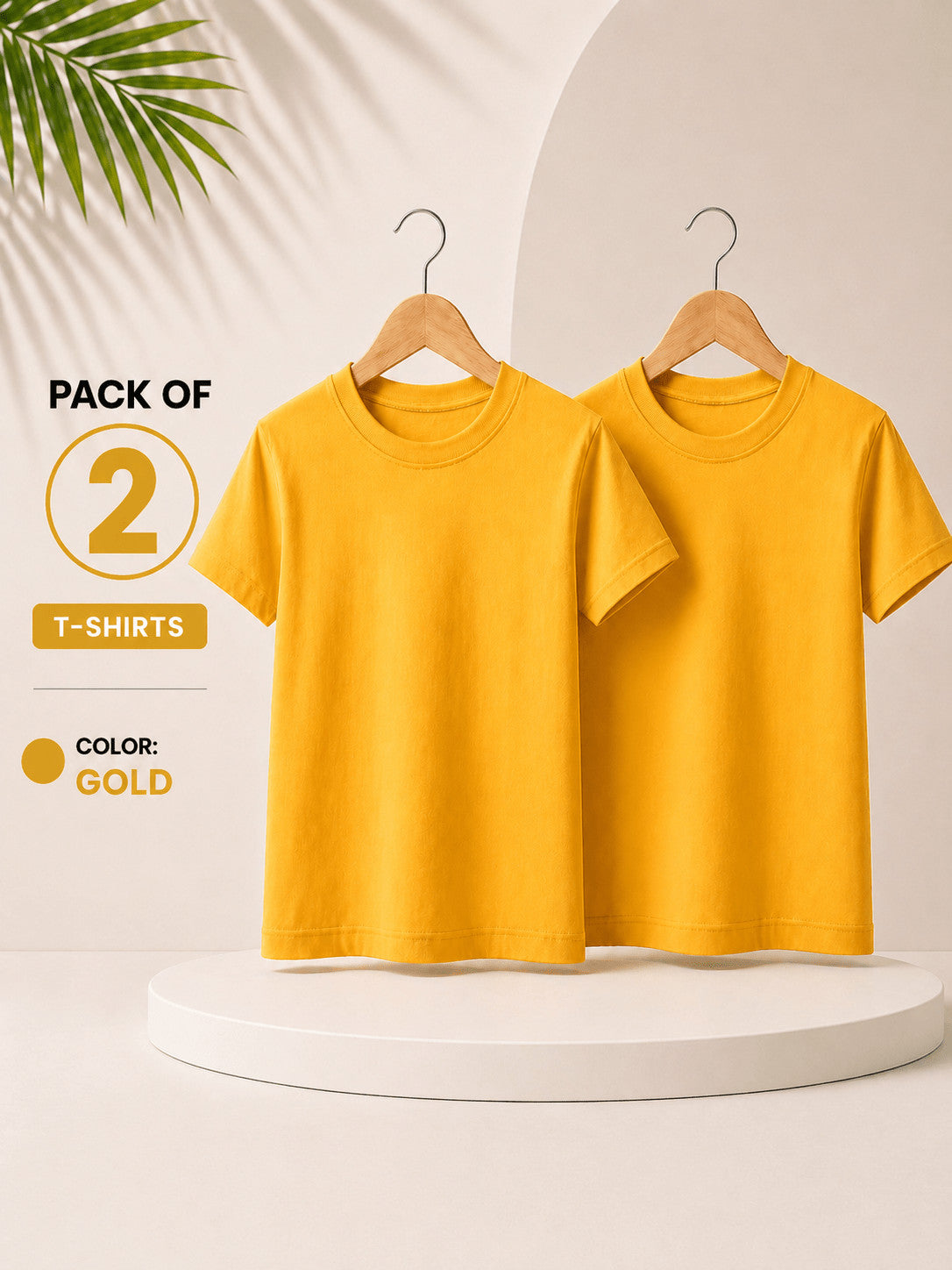 Pack of 2 Kids Cotton Crew Neck T-Shirts, Short Sleeve Tops for Boys and Girls