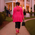 Long Length Open Front Cardigan with Lace Panel