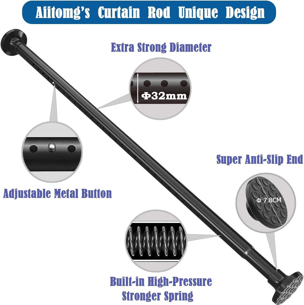 Shower Curtain Rod No Drill Extendable Anti Slip Rail Bathroom Balcony Aiitomg