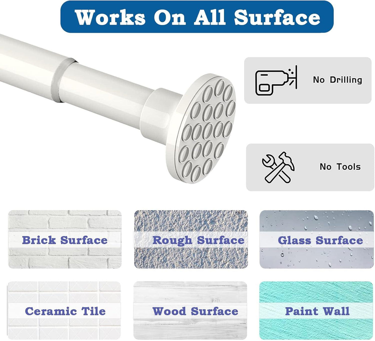 Shower Curtain Rod No Drill Extendable Anti Slip Rail Bathroom Balcony Aiitomg