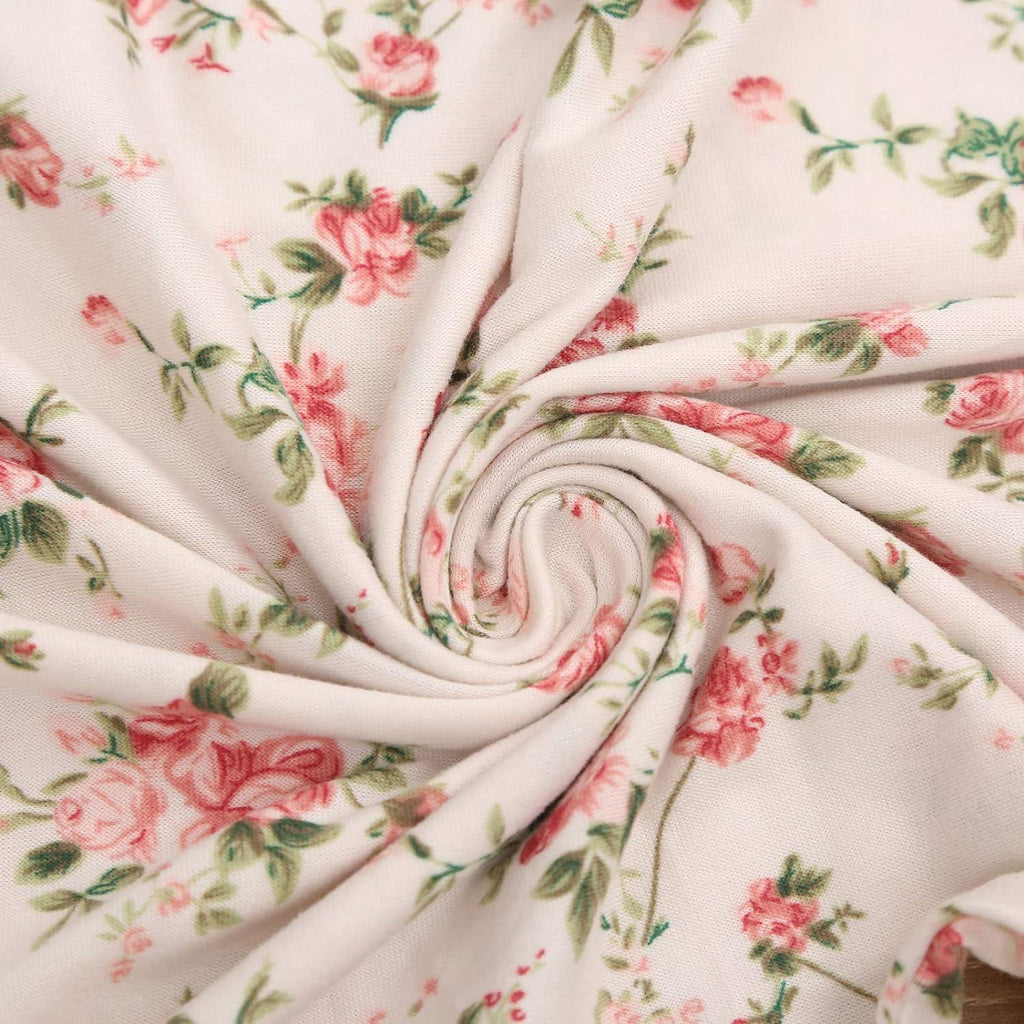 Stretch Chair Covers Pink Floral Spandex Slipcovers for Dining Chairs (4 Pack)