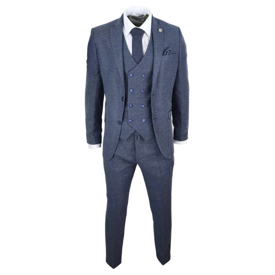 STZ30 - Men's Wool 3 Piece Suit Double Breasted Waistcoat Tweed 1920s